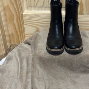 Target Black Faux Leather Ankle Boots- Girls size 1